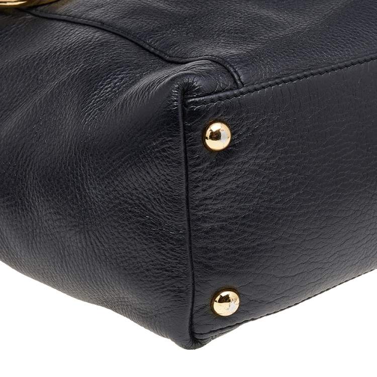 Pre Owned MICHAEL Michael Kors Black/Beige Leather Jet Set Top-Zip Tote