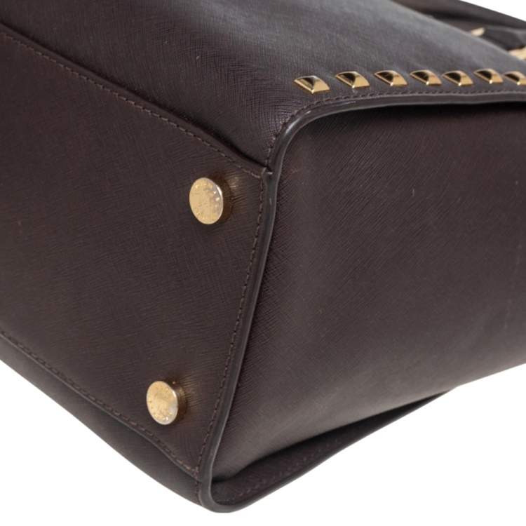Pre Owned MICHAEL Michael Kors Dark Brown Saffiano Leather Large Selma Tote