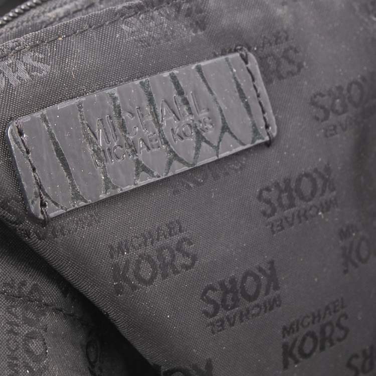 Pre Owned MICHAEL Michael Kors Back Python Embossed Laminated Suede Open Tote