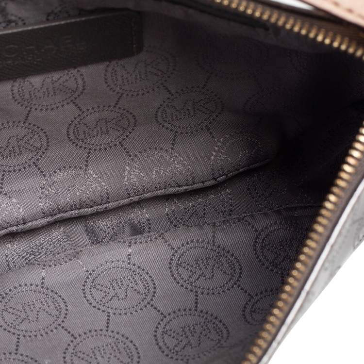 Pre Owned MICHAEL Michael Kors Silver Signature Patent Leather Baguette