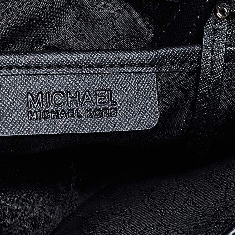 Pre Owned MICHAEL Michael Kors Black Saffiano Leather Medium Jet Set Travel Tote