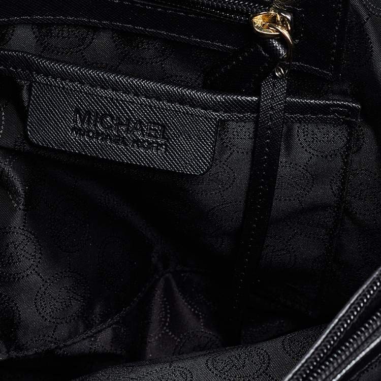 Pre Owned MICHAEL Michael Kors Black Saffiano Leather Medium Jet Set Travel Tote