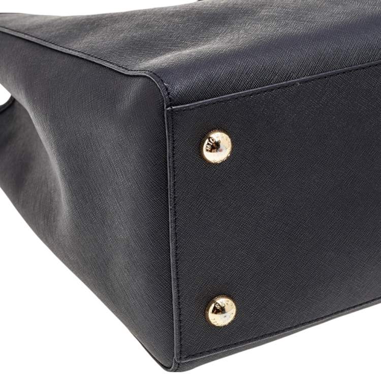Pre Owned MICHAEL Michael Kors Black Saffiano Leather Medium Jet Set Travel Tote
