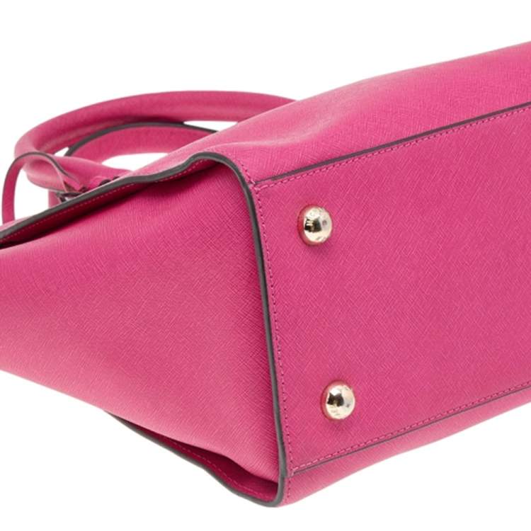 Pre Owned MICHAEL Michael Kors Fuchsia Saffiano Leather Large Selma Tote