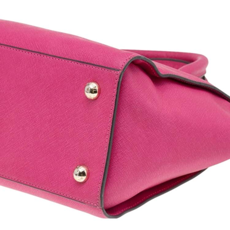 Pre Owned MICHAEL Michael Kors Fuchsia Saffiano Leather Large Selma Tote