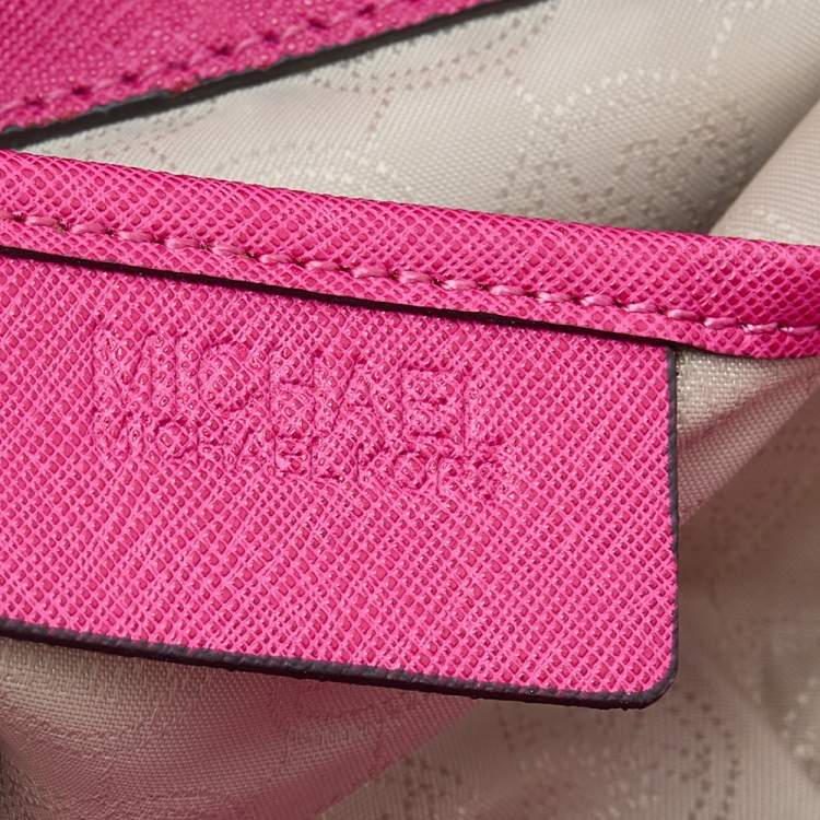 Pre Owned MICHAEL Michael Kors Fuchsia Saffiano Leather Large Selma Tote