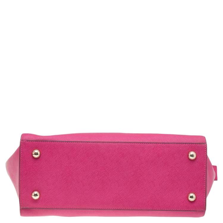 Pre Owned MICHAEL Michael Kors Fuchsia Saffiano Leather Large Selma Tote