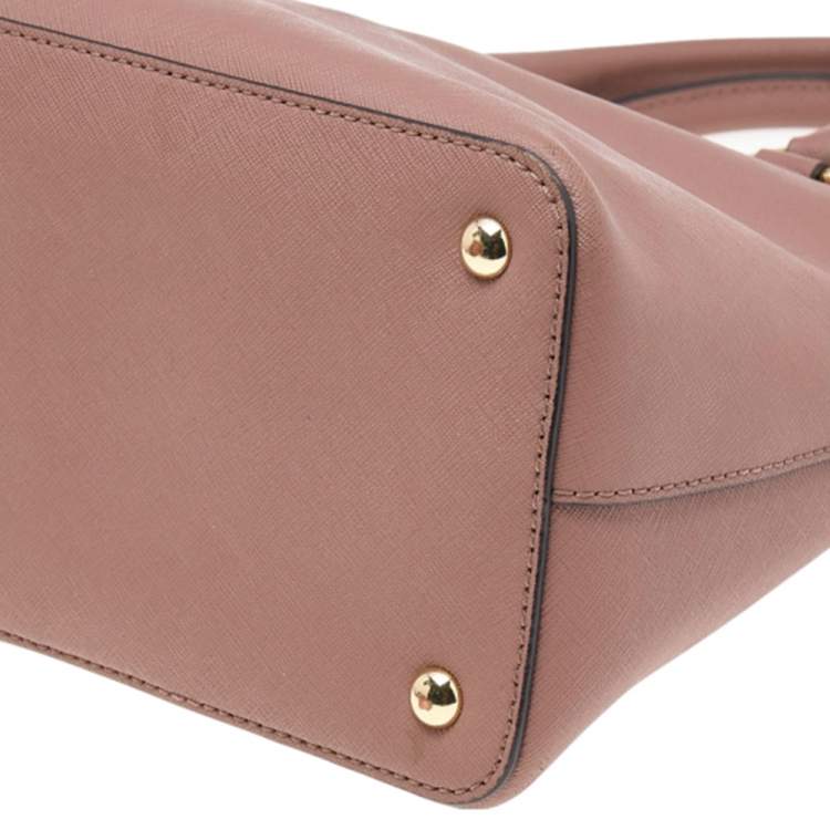 Pre Owned Michael Michael Kors Old Rose Leather Cindy Dome Satchel 