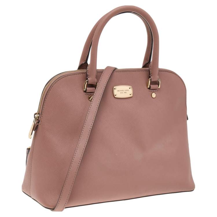 Pre Owned Michael Michael Kors Old Rose Leather Cindy Dome Satchel 