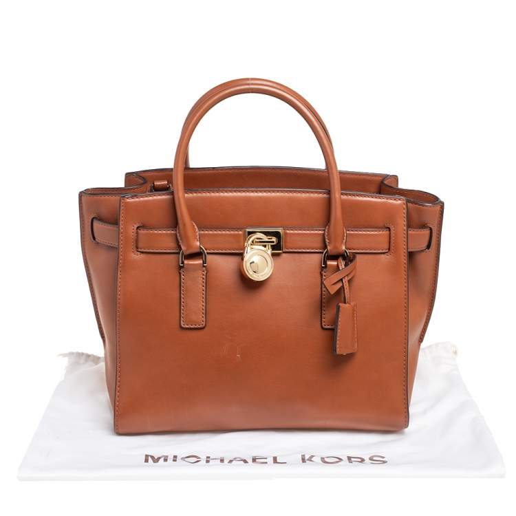 Pre Owned MICHAEL Michael Kors Tan Leather East/West Hamilton Tote