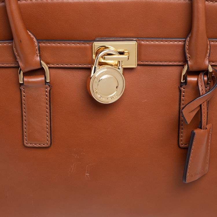 Pre Owned MICHAEL Michael Kors Tan Leather East/West Hamilton Tote