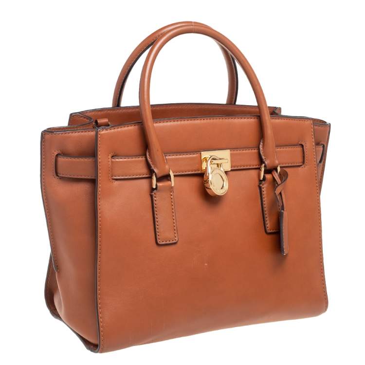 Pre Owned MICHAEL Michael Kors Tan Leather East/West Hamilton Tote