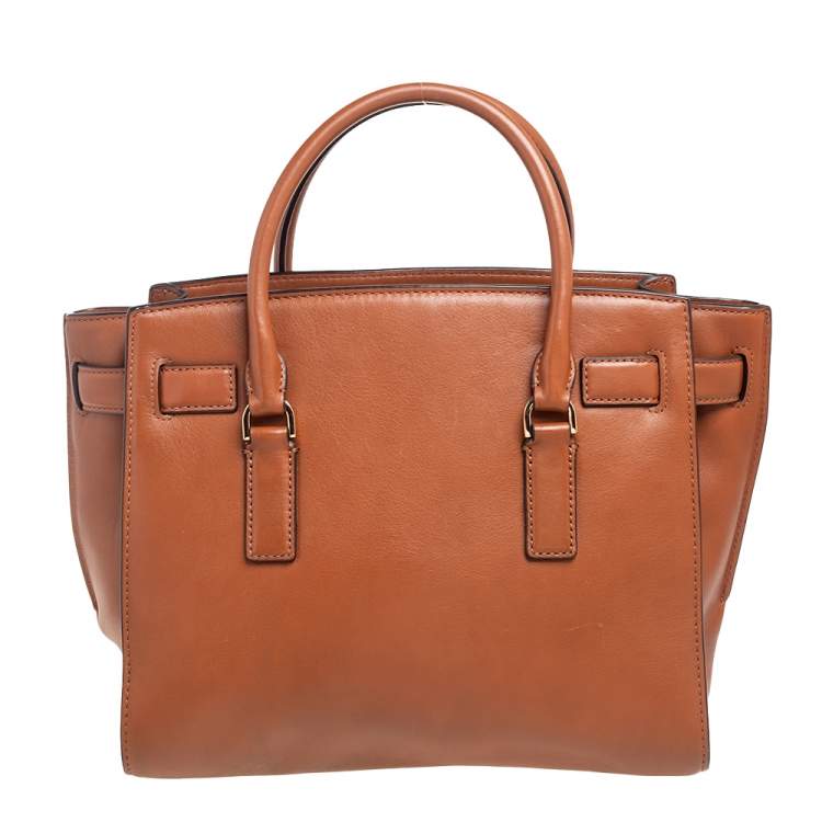 Pre Owned MICHAEL Michael Kors Tan Leather East/West Hamilton Tote