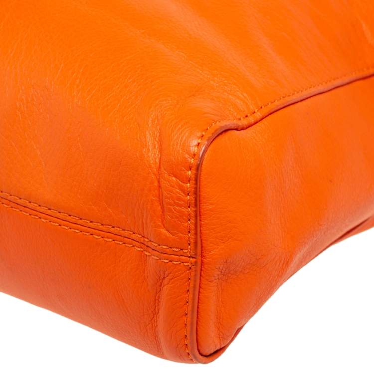 Pre Owned MICHAEL Michael Kors Orange Leather Large Jet Set Tote