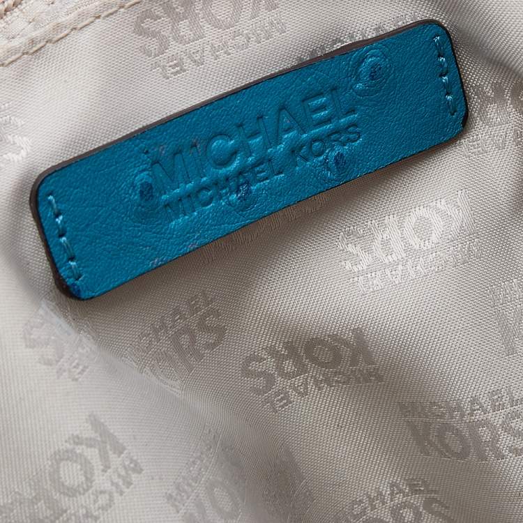 Pre Owned MICHAEL Michael Kors Blue Ostrich Embossed Leather Tote