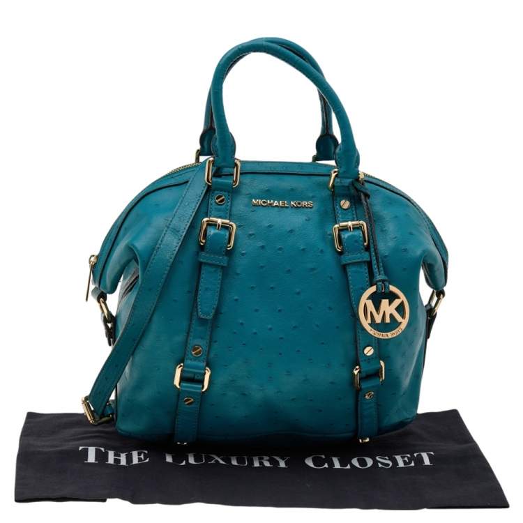 Pre Owned MICHAEL Michael Kors Blue Ostrich Embossed Leather Tote