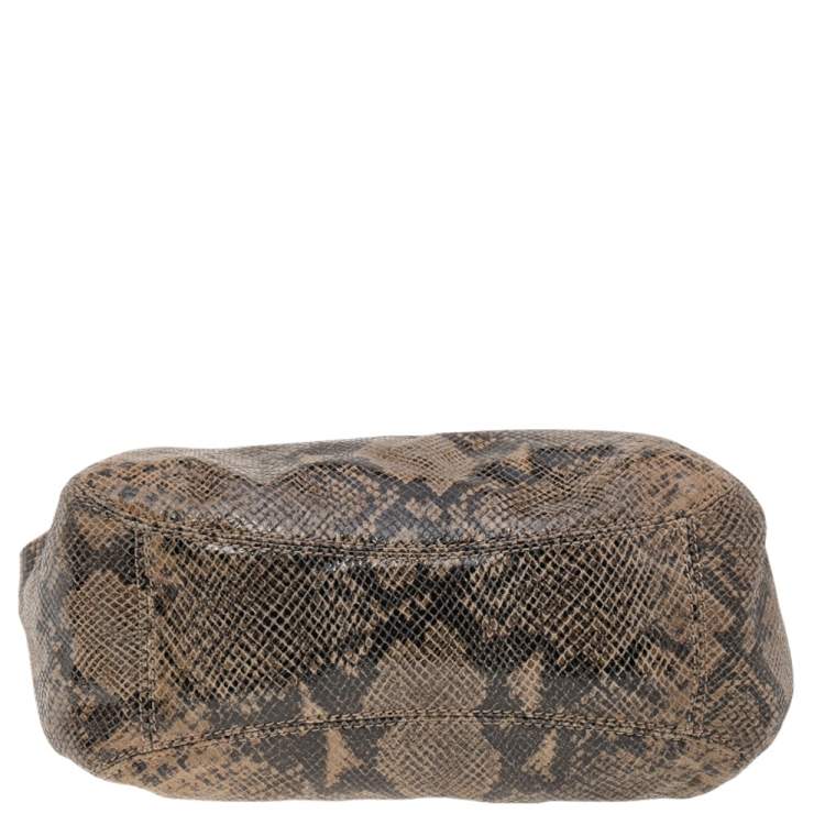 Pre Owned MICHAEL Michael Kors Brown Python Embossed Leather Hobo
