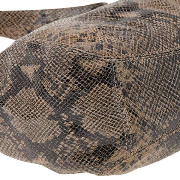 Pre Owned MICHAEL Michael Kors Brown Python Embossed Leather Hobo