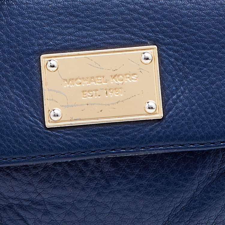 مملوكة مسبقًا Michael Michael Kors Blue Leather Jet Set Crossbody Flap Bag