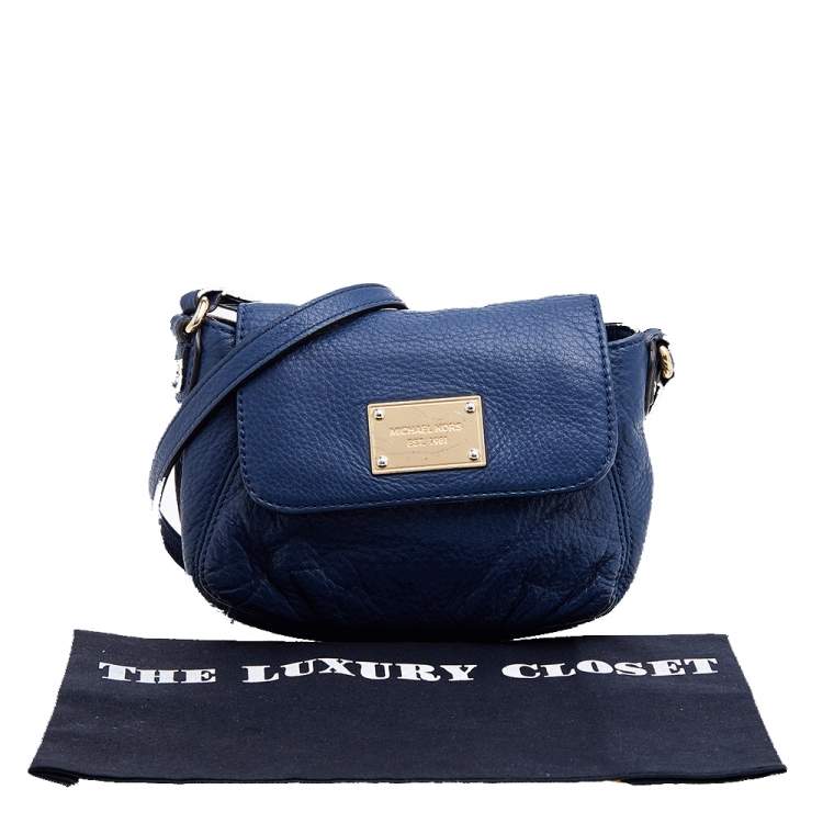 مملوكة مسبقًا Michael Michael Kors Blue Leather Jet Set Crossbody Flap Bag
