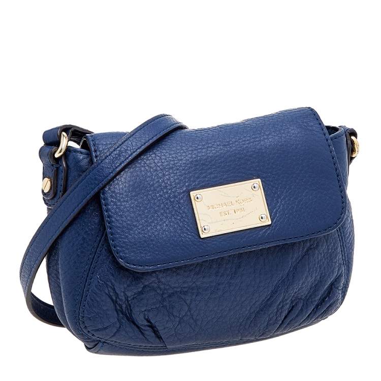 مملوكة مسبقًا Michael Michael Kors Blue Leather Jet Set Crossbody Flap Bag