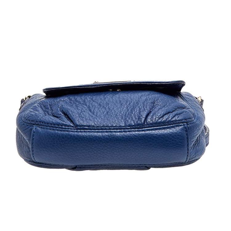 مملوكة مسبقًا Michael Michael Kors Blue Leather Jet Set Crossbody Flap Bag