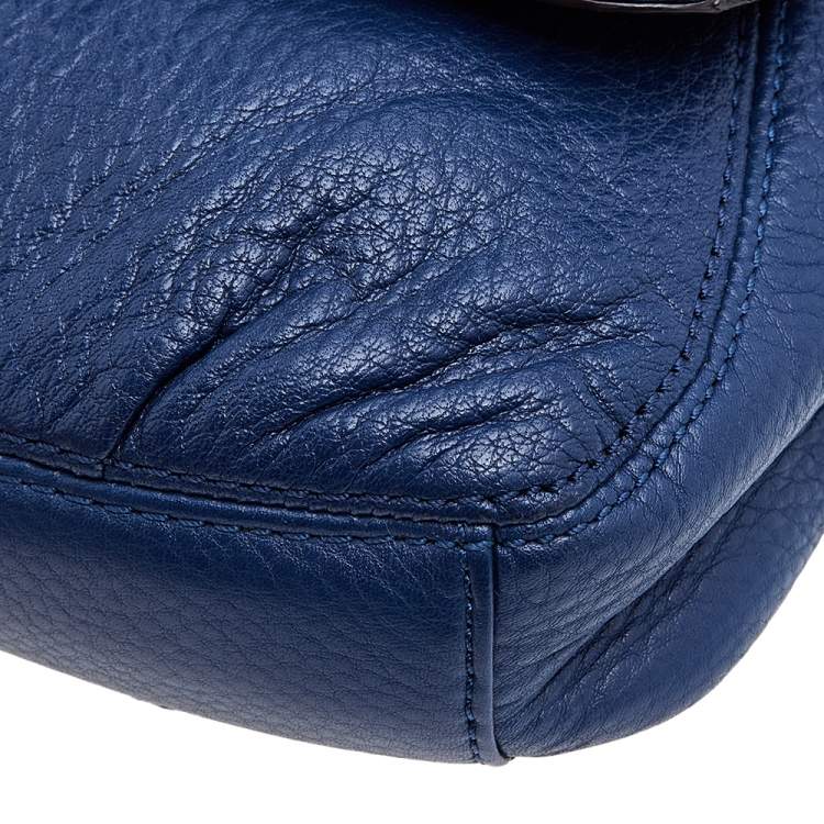 مملوكة مسبقًا Michael Michael Kors Blue Leather Jet Set Crossbody Flap Bag