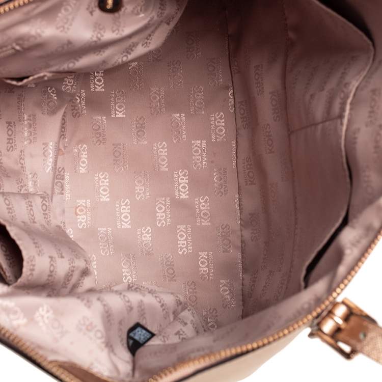 Pre Owned MICHAEL Michael Kors Gold Leather Large Ciara Tote