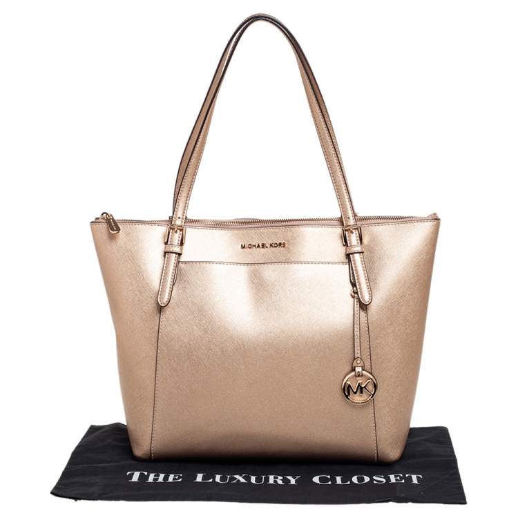 Pre Owned MICHAEL Michael Kors Gold Leather Large Ciara Tote