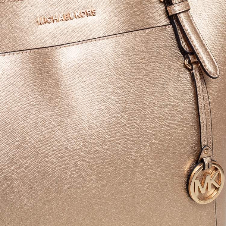 Pre Owned MICHAEL Michael Kors Gold Leather Large Ciara Tote