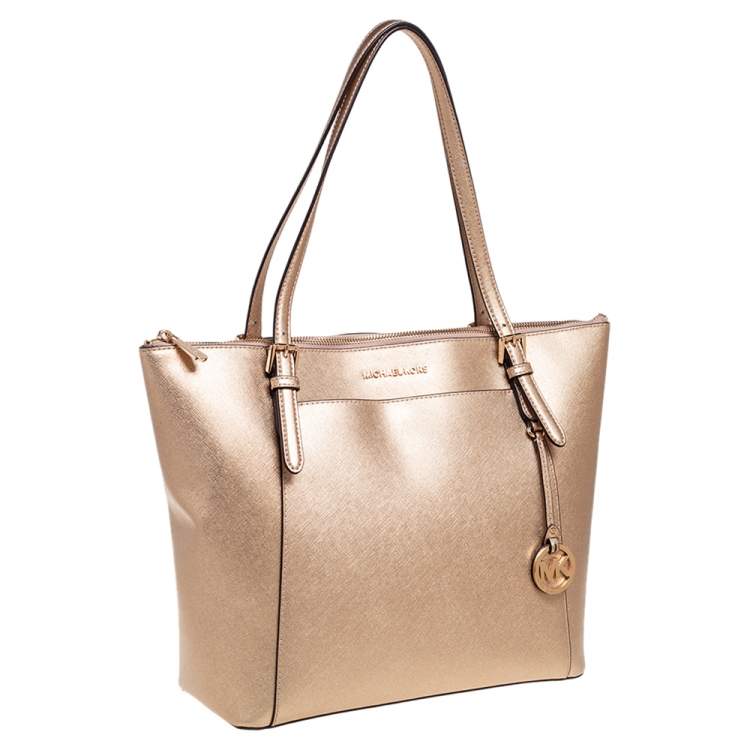 Pre Owned MICHAEL Michael Kors Gold Leather Large Ciara Tote