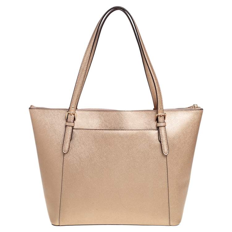 Pre Owned MICHAEL Michael Kors Gold Leather Large Ciara Tote