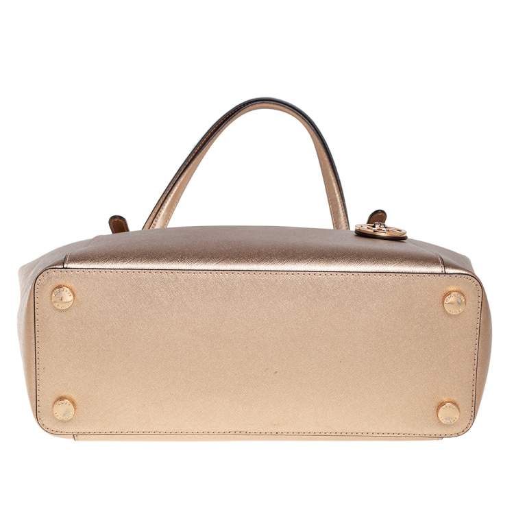 Pre Owned MICHAEL Michael Kors Gold Leather Large Ciara Tote