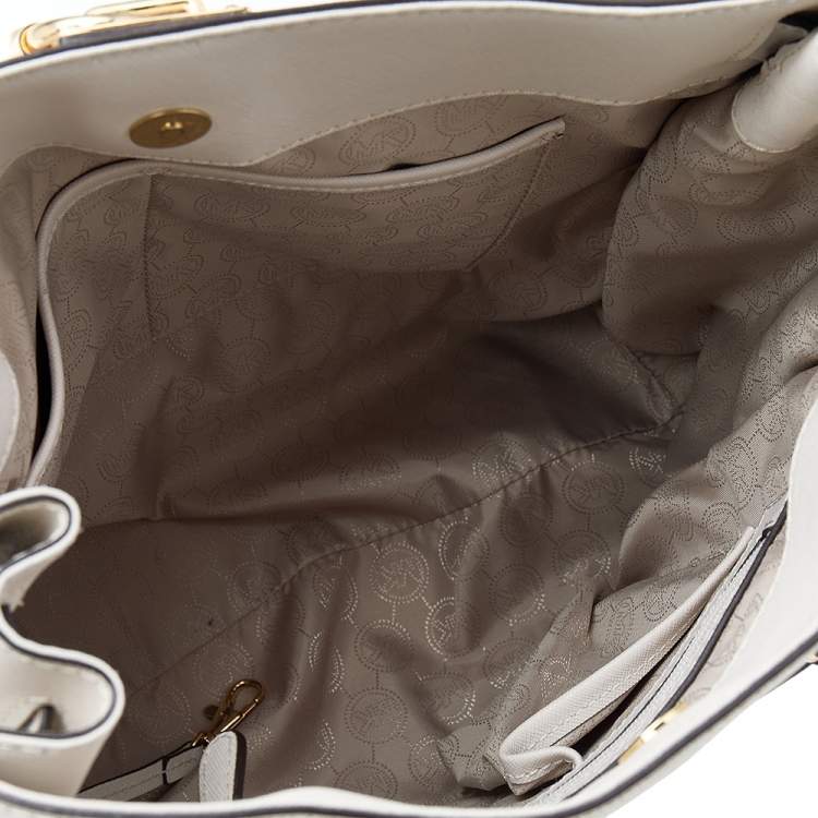 Pre Owned MICHAEL Michael Kors Off White Leather Large Hamilton North South Tote