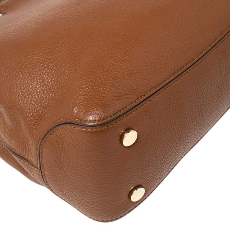 Pre Owned MICHAEL Michael Kors Brown Soft Leather Anabelle Mid Zip Tote