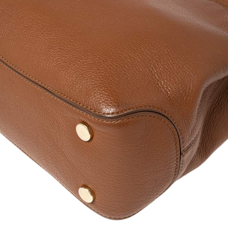 Pre Owned MICHAEL Michael Kors Brown Soft Leather Anabelle Mid Zip Tote