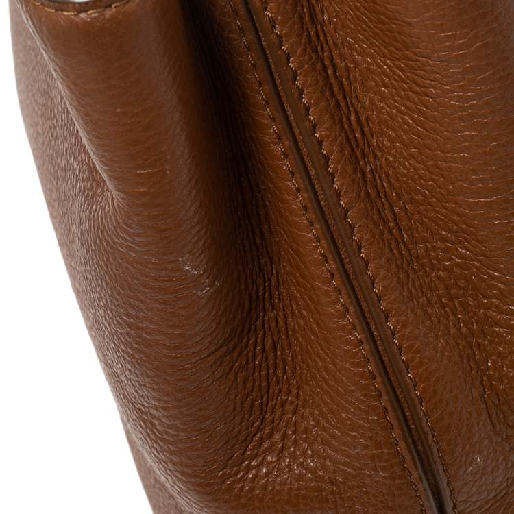 Pre Owned MICHAEL Michael Kors Brown Soft Leather Anabelle Mid Zip Tote