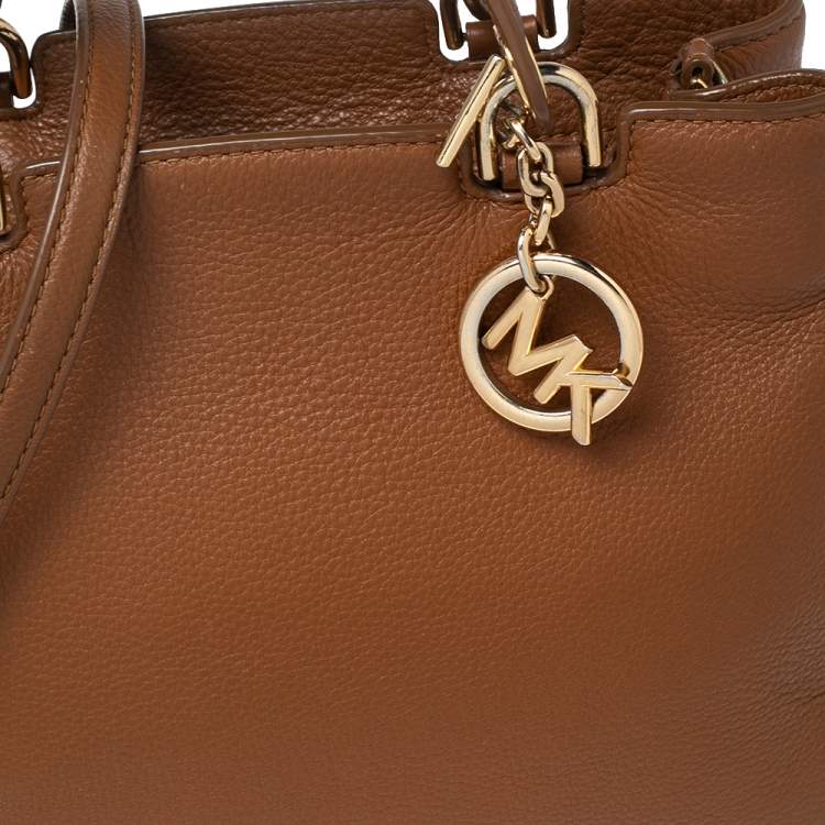 Pre Owned MICHAEL Michael Kors Brown Soft Leather Anabelle Mid Zip Tote