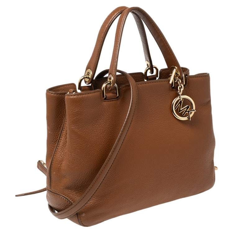 Pre Owned MICHAEL Michael Kors Brown Soft Leather Anabelle Mid Zip Tote