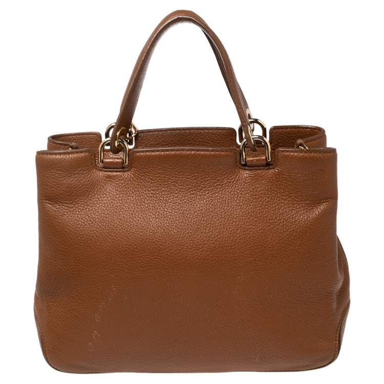Pre Owned MICHAEL Michael Kors Brown Soft Leather Anabelle Mid Zip Tote