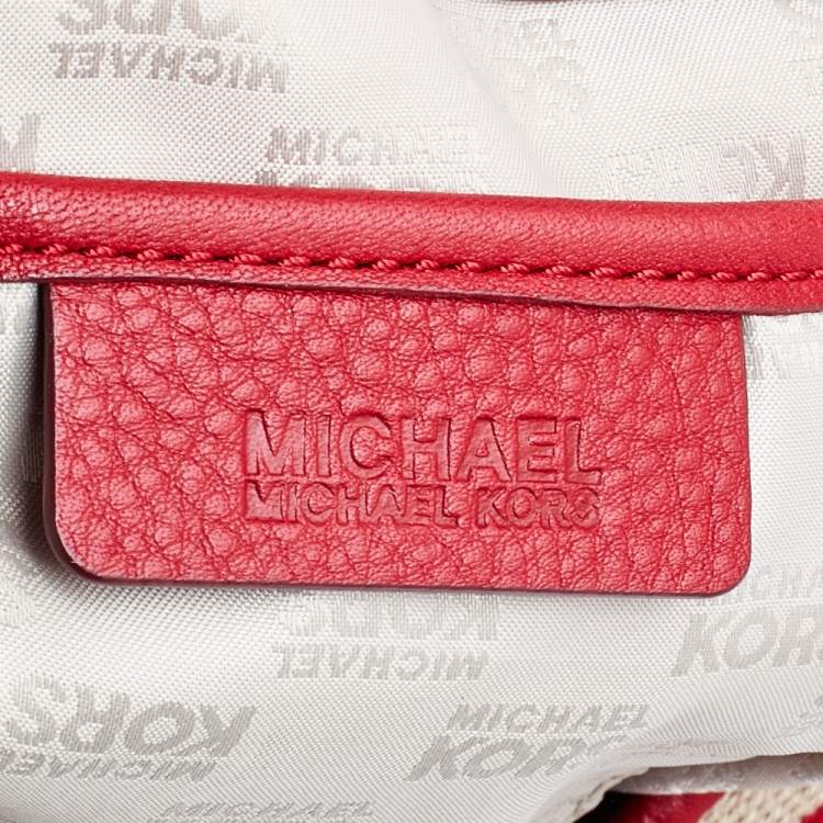 Pre Owned MICHAEL Michael Kors Red Pebbled Leather Hobo