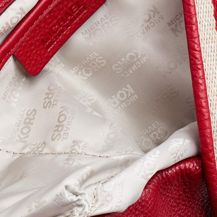 Pre Owned MICHAEL Michael Kors Red Pebbled Leather Hobo