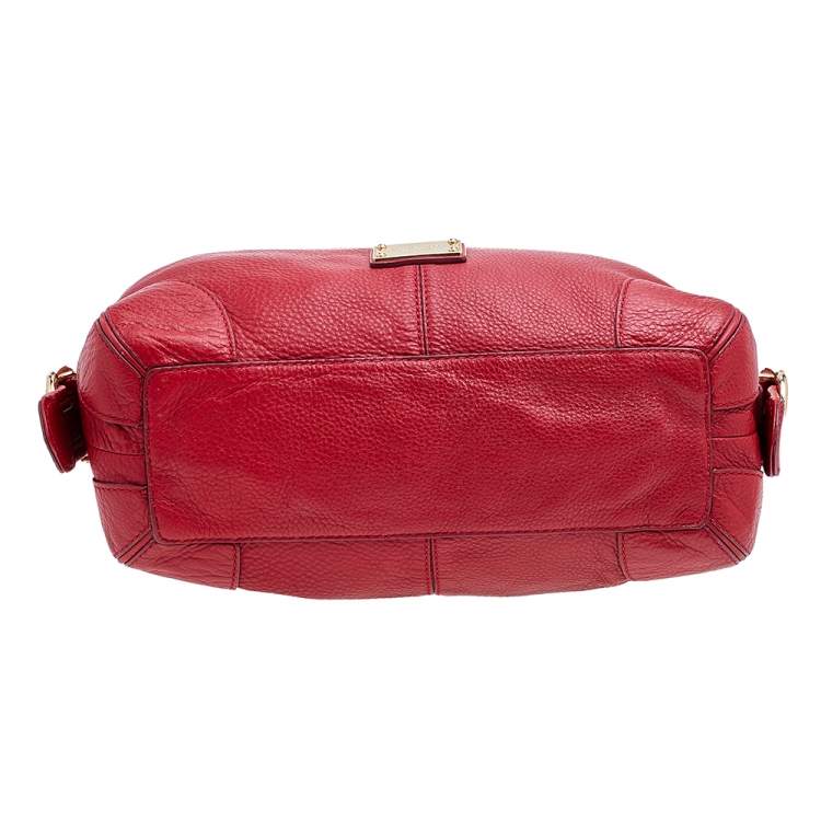 Pre Owned MICHAEL Michael Kors Red Pebbled Leather Hobo