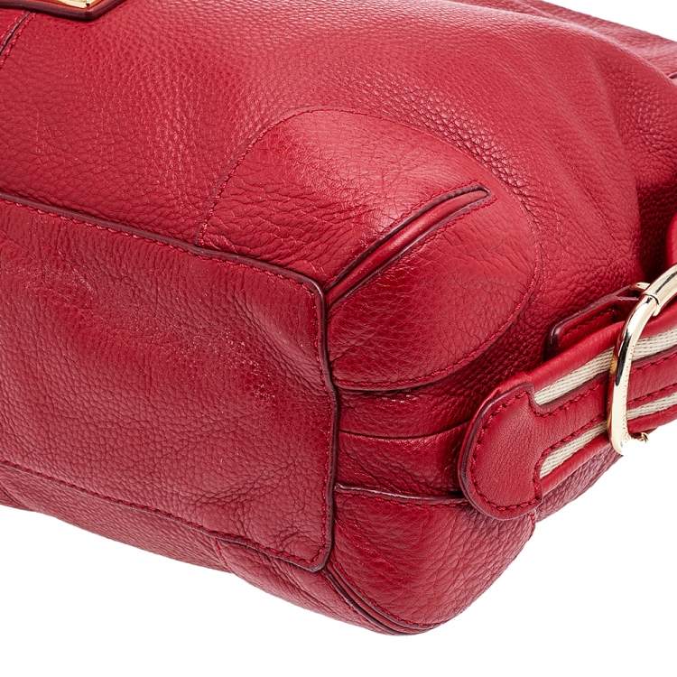 Pre Owned MICHAEL Michael Kors Red Pebbled Leather Hobo