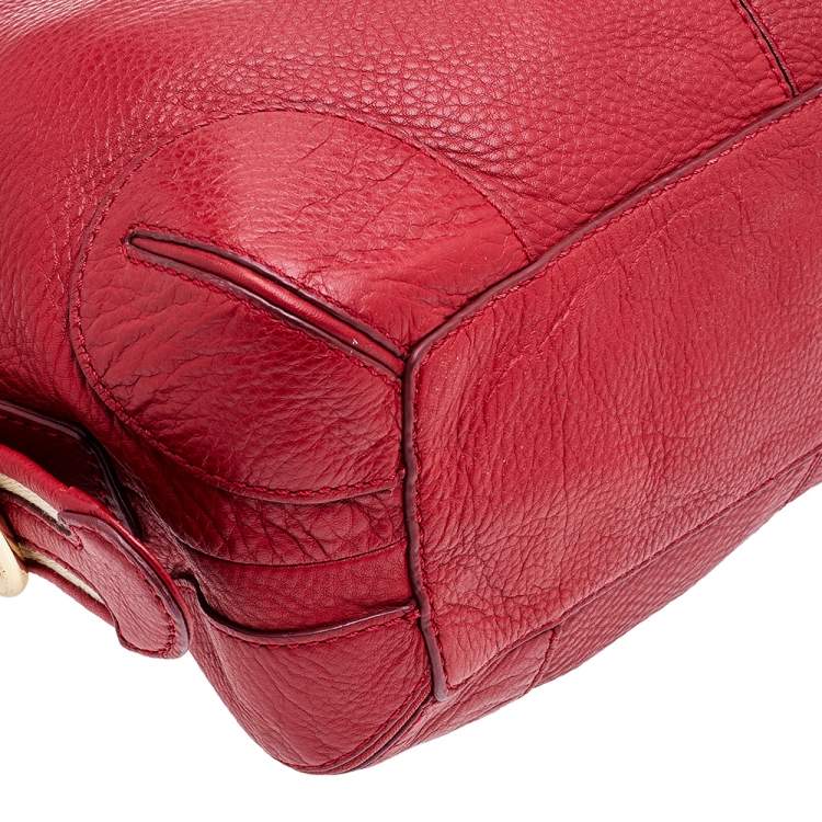Pre Owned MICHAEL Michael Kors Red Pebbled Leather Hobo