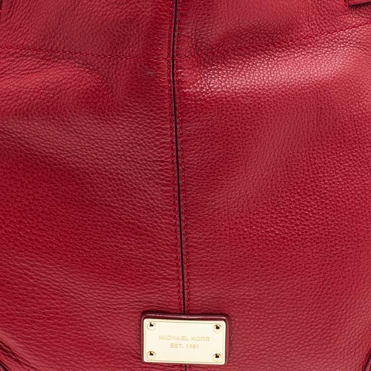 Pre Owned MICHAEL Michael Kors Red Pebbled Leather Hobo