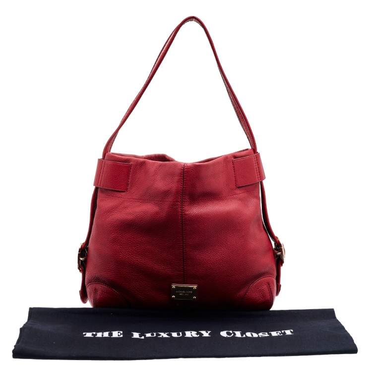 Pre Owned MICHAEL Michael Kors Red Pebbled Leather Hobo