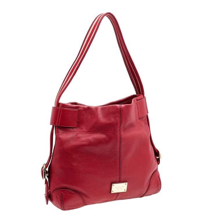 Pre Owned MICHAEL Michael Kors Red Pebbled Leather Hobo