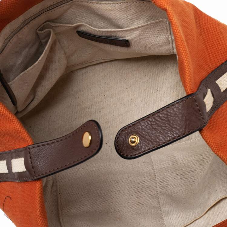 Pre Owned MICHAEL Michael Kors Orange/Brown Canvas Marina Anchor Grab Tote   