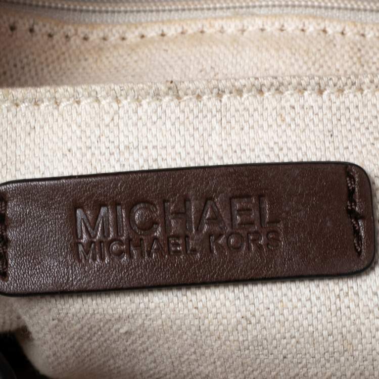 Pre Owned MICHAEL Michael Kors Orange/Brown Canvas Marina Anchor Grab Tote   